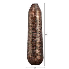 26” Tall Embossed Metal Tower Vase - Ornate Home