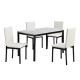 Tempe White/Black Faux Marble Top Dining Table