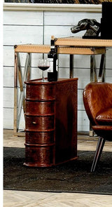 Barnes Brown Leather Book Side Table
