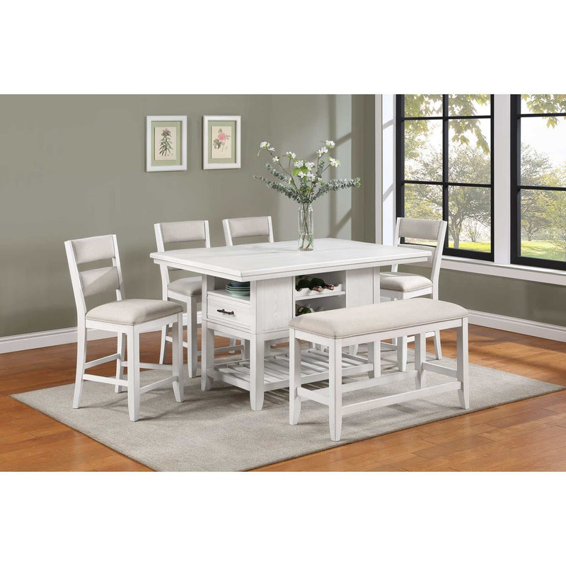 Wendy White Counter Height Dining Room Set / 6pc - Ornate Home