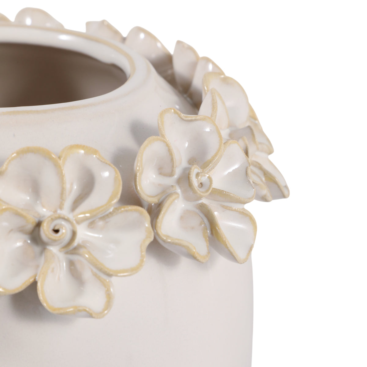 Hartley Ivory/Gold Floral Applique Vase