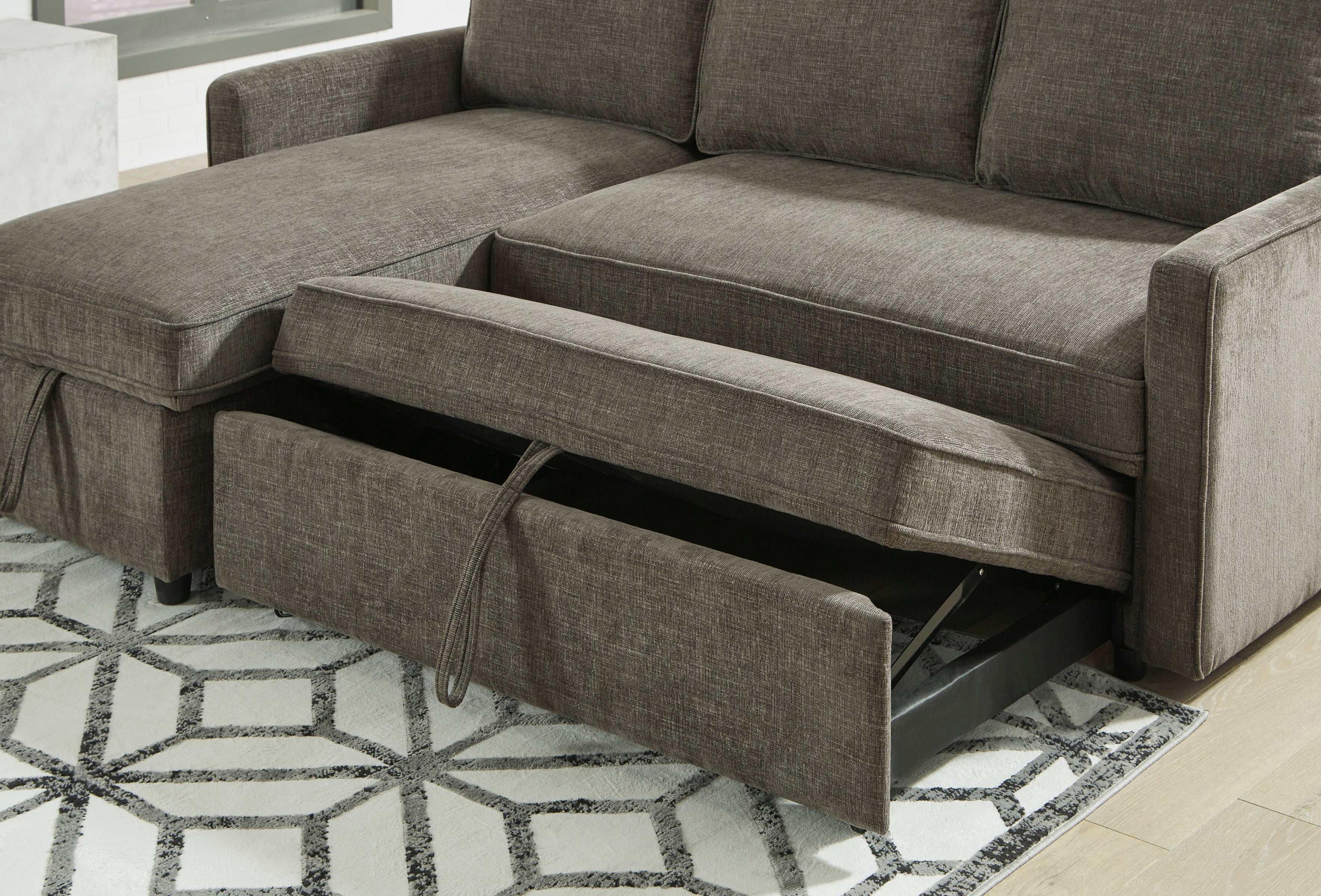 Kerle Charcoal Sectional Sofa w/ Pop-Up Bed - Ornate Home