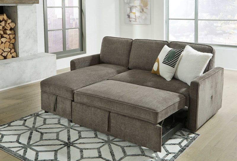 Kerle Charcoal Sectional Sofa w/ Pop-Up Bed - Ornate Home