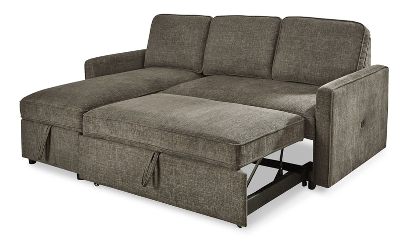 Kerle Charcoal Sectional Sofa w/ Pop-Up Bed - Ornate Home