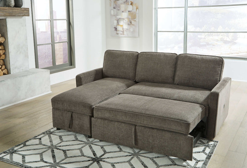 Kerle Charcoal Sectional Sofa w/ Pop-Up Bed - Ornate Home