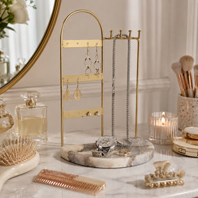 Luzon Gold/White Agate and Metal Jewelry Organizer