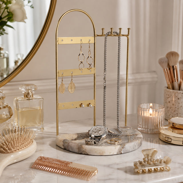 Luzon Gold/White Agate and Metal Jewelry Organizer