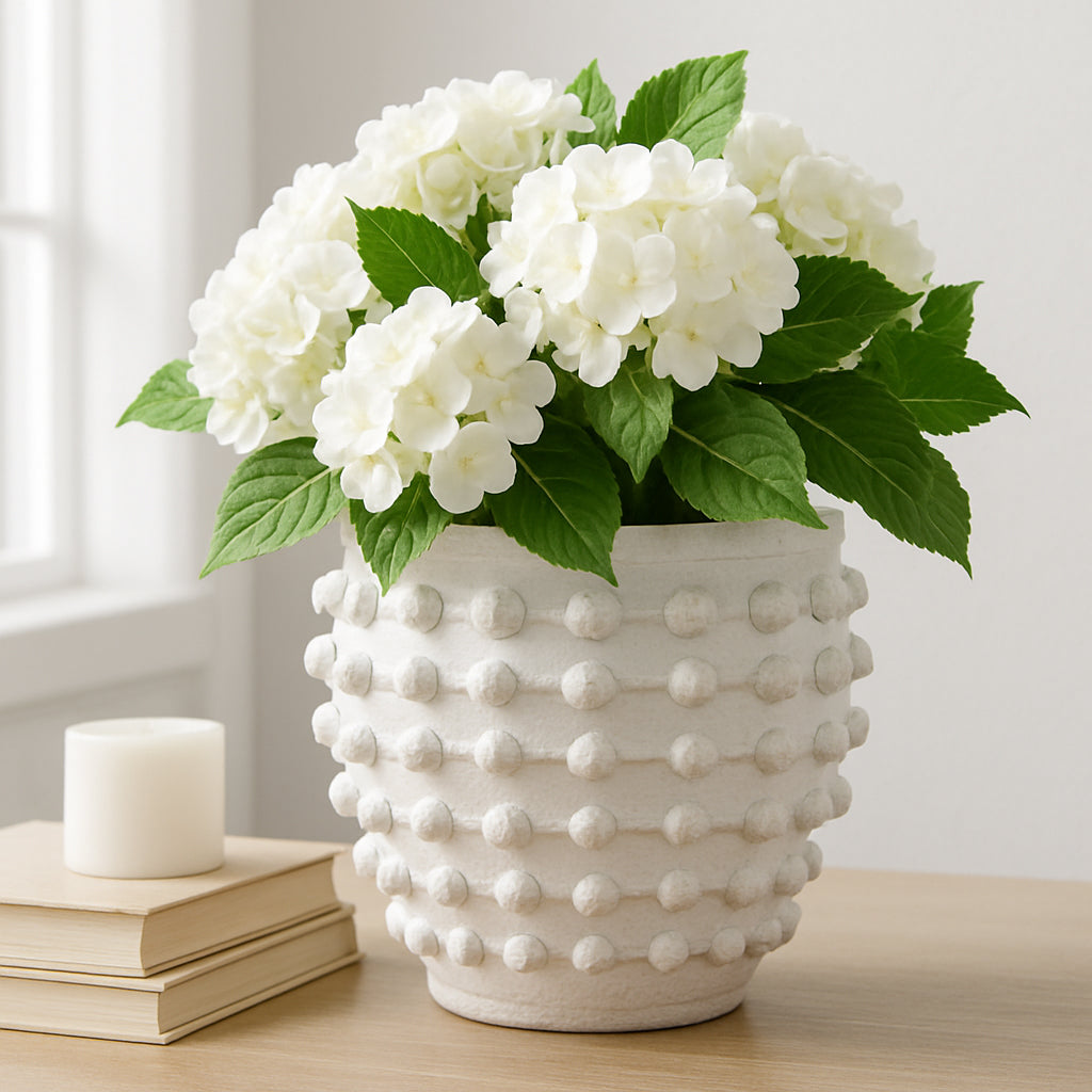 Merlin White Woven Knot Planter
