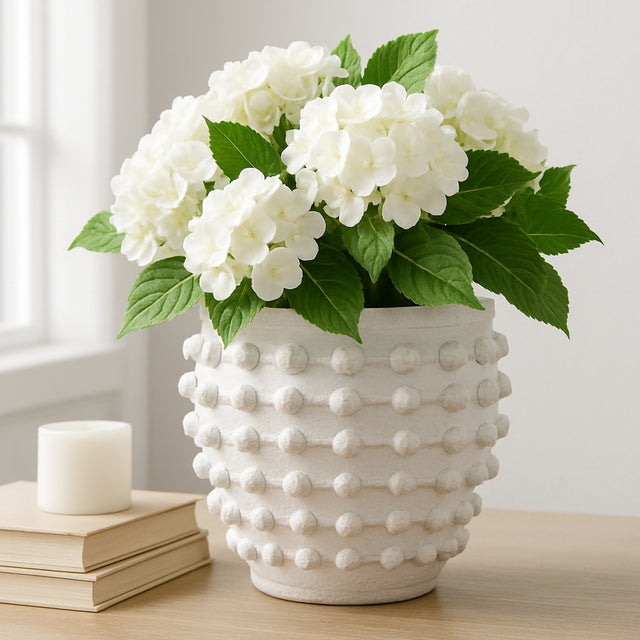Merlin White Woven Knot Planter