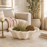 Ragtown Ivory Fluted Paper Mache Bowl