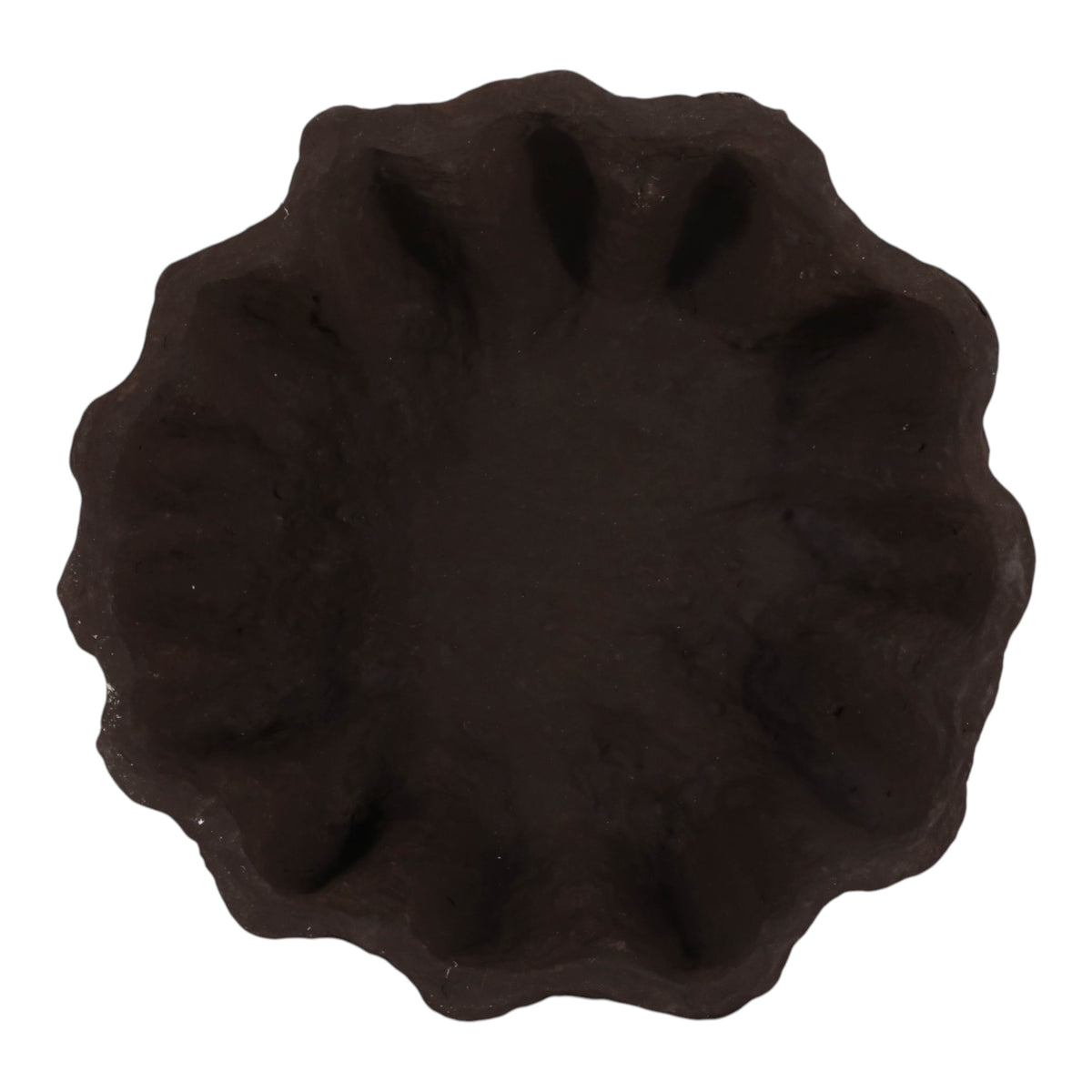 Ragtown Brown Fluted Paper Mache Bowl