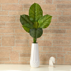 27” Large Philodendron Leaf Artificial Bush Plant (Set of 4) - Ornate Home
