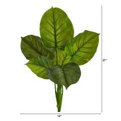 27” Large Philodendron Leaf Artificial Bush Plant (Set of 4) - Ornate Home