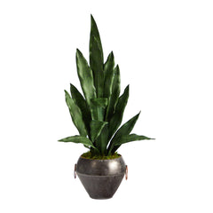 27” Sansevieria Artificial Plant in Metal Bowl - Ornate Home