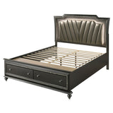 Kaitlyn Metallic Gray Eastern King Bed w/ Led & Storage