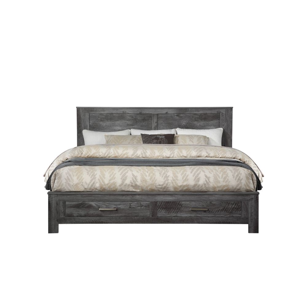 Vidalia Rustic Gray Oak Queen Bed w/ Storage
