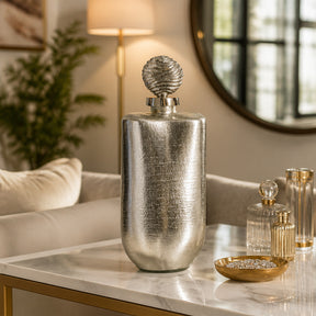 Gordon Silver/Gold Small Glass Metallic Bottle Orb with Topper