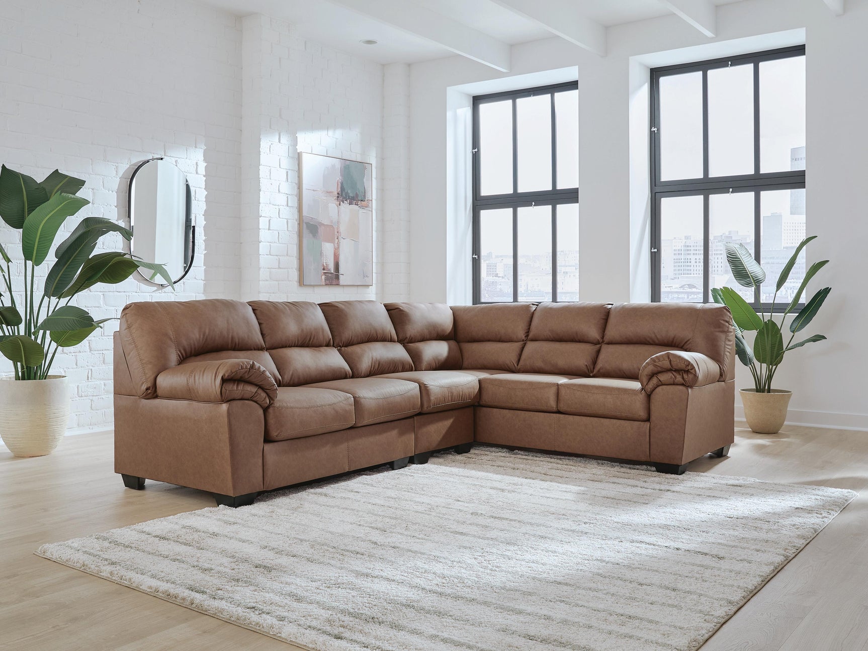 Whitlock Caramel 3-Piece Sectional with Right-Arm Facing Sofa