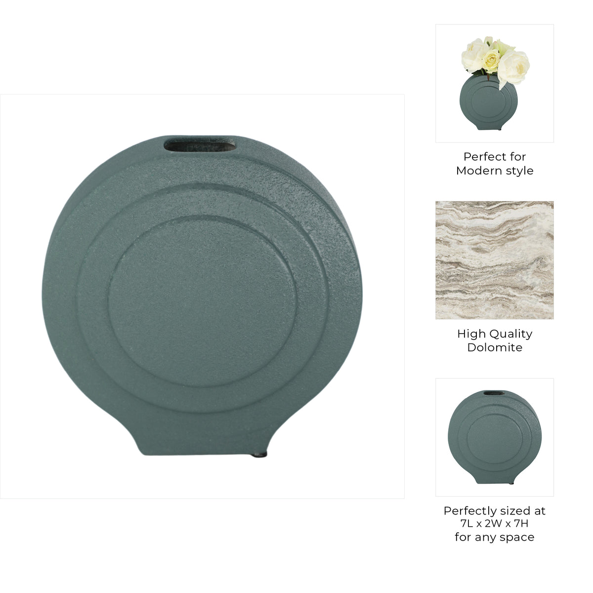 Zayante Deep Teal/Blue/Green Dolomite Round Vase