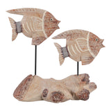 Shandon Tan/White 2 Fish Natural Wood on Stand