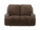 Logan Two-Tone Brown Fabric & Leatherette Power Reclining Loveseat