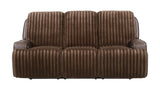 Logan Two-Tone Brown Fabric & Leatherette Power Reclining Sofa with Drop-Down Table
