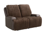 Logan Two-Tone Brown Fabric & Leatherette Power Reclining Loveseat