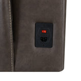Logan Two-Tone Brown Fabric & Leatherette Power Reclining Sofa with Drop-Down Table