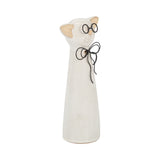 Montalvin Beige/White Small Ceramic Cat with Glasses