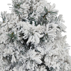 28” Flocked Artificial Christmas Tree with 30 Clear LED Lights in White Urn - Ornate Home