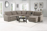 Park City Cream Fabric 6-Pc Dual Power Reclining Sectional with LAF Chaise