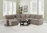 Park City Cream Fabric 6-Pc Dual Power Reclining Sectional with RAF Chaise