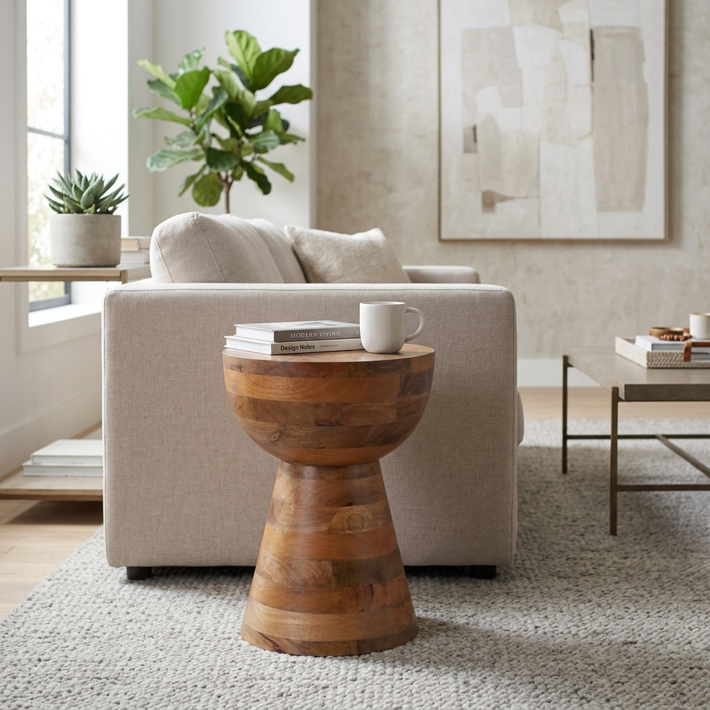 Cedar Grove Brown Polished Mango Wood Accent Table