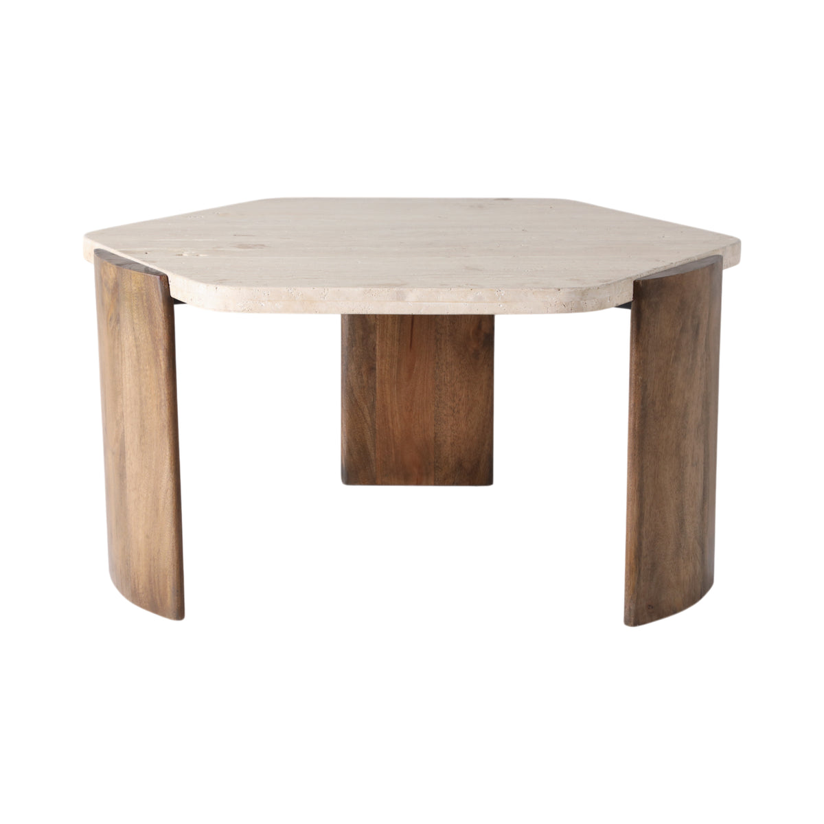 Mecca Brown Hexagon Travertine Coffee Table