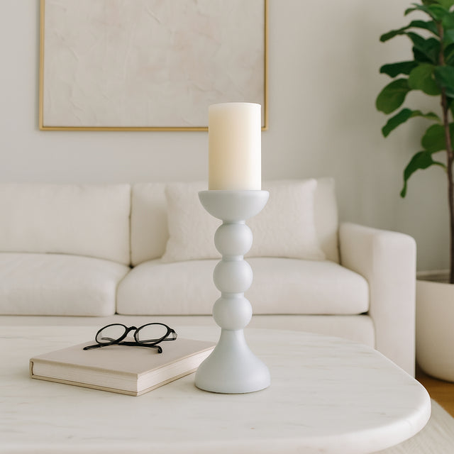 Heber White/Clear Small Enamel Glass Bubbly Candle Holder