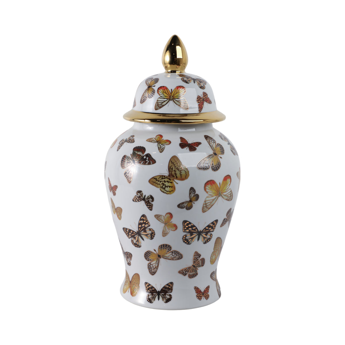 Hamdenworth Multicolor Large Butterflies Temple Jar