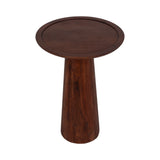 Delleker Brown Wood Pillar Shaped Side Table