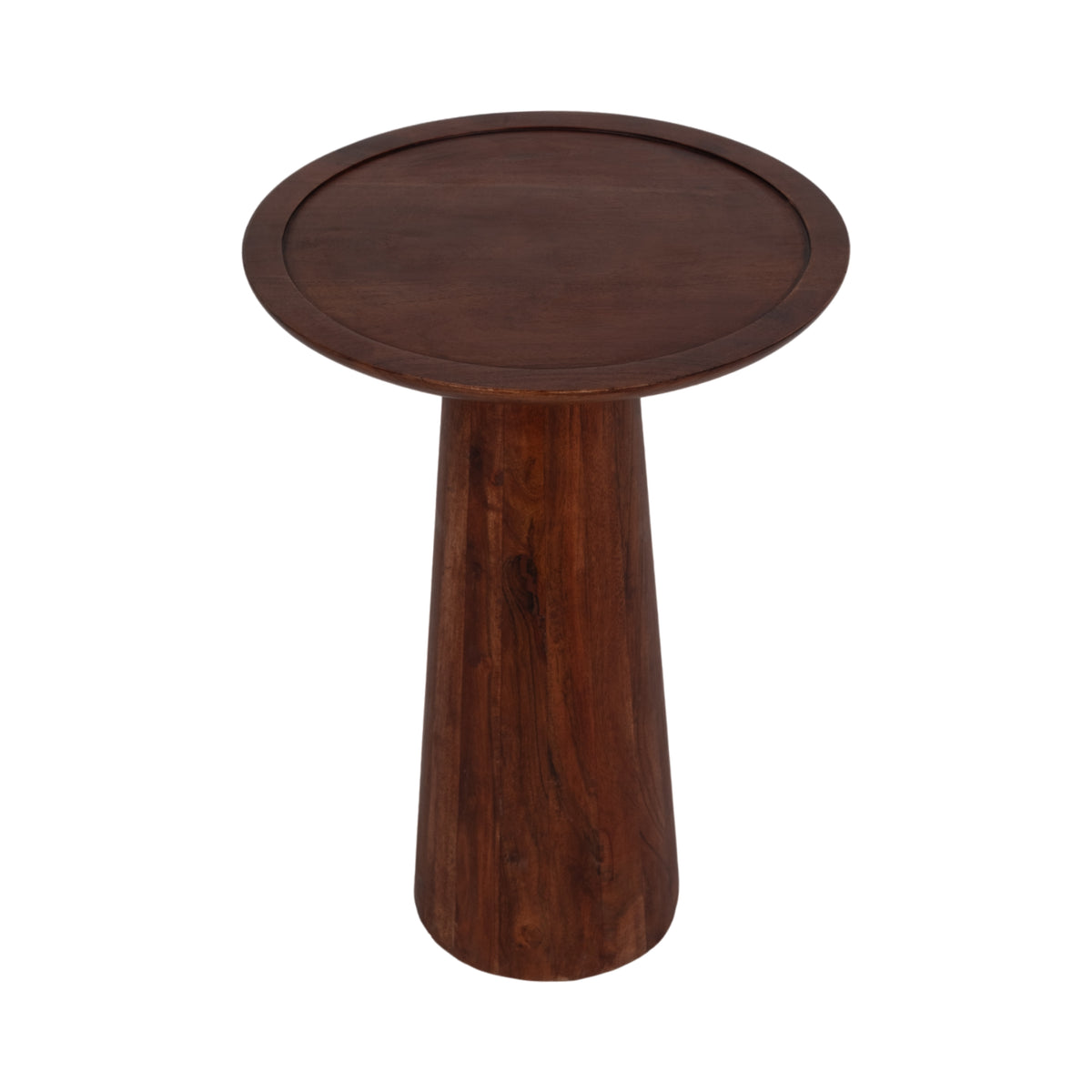 Delleker Brown Wood Pillar Shaped Side Table