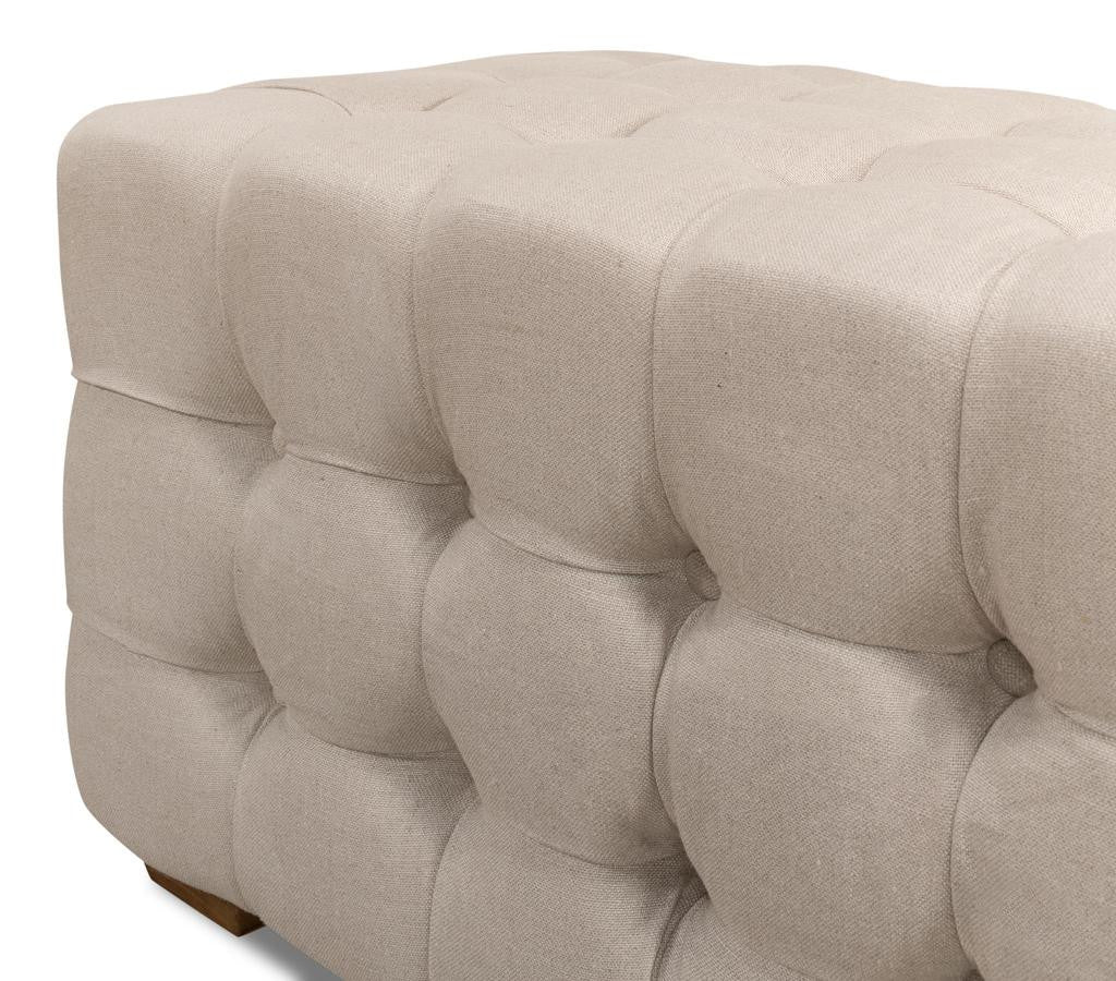 Beam Beige Bench Tufted Linen