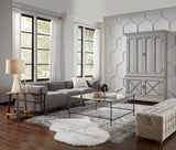 Beam Beige Bench Tufted Linen