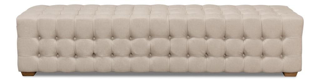 Beam Beige Bench Tufted Linen