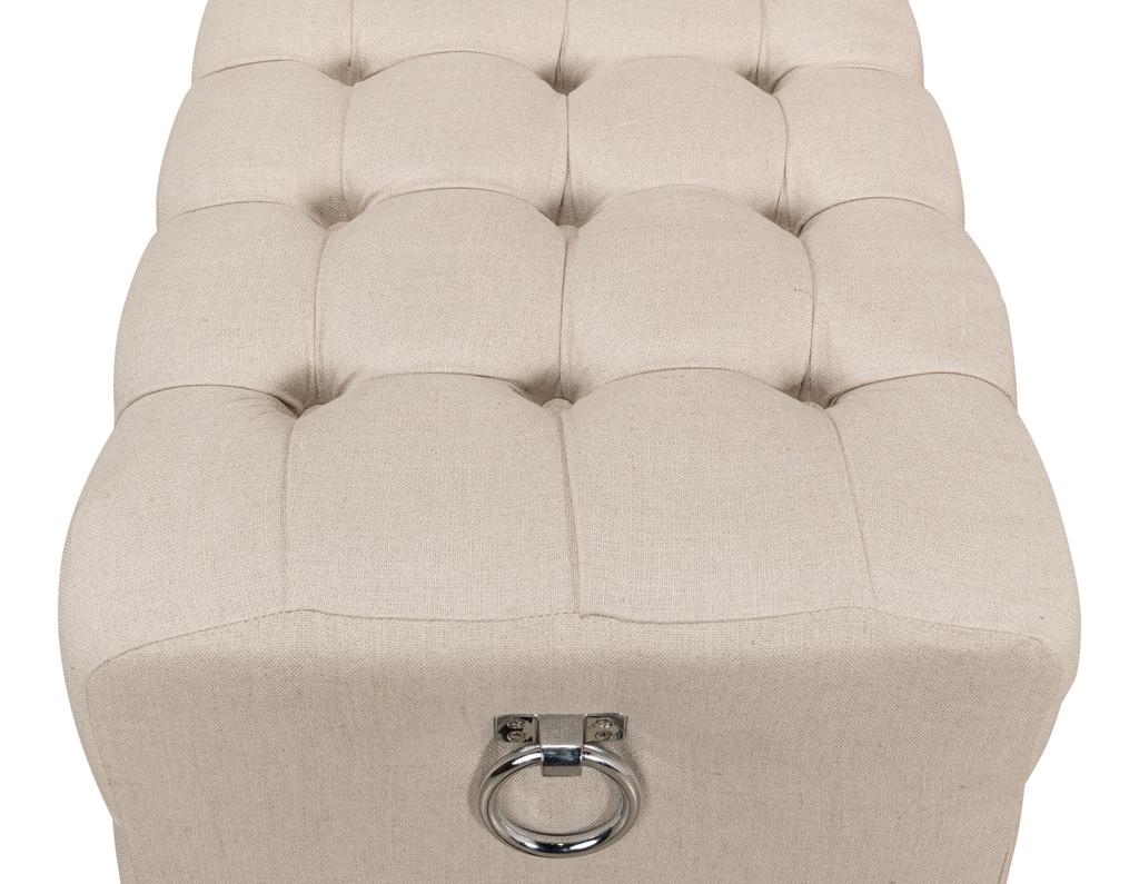 Beam Beige Bench Tufted Linen