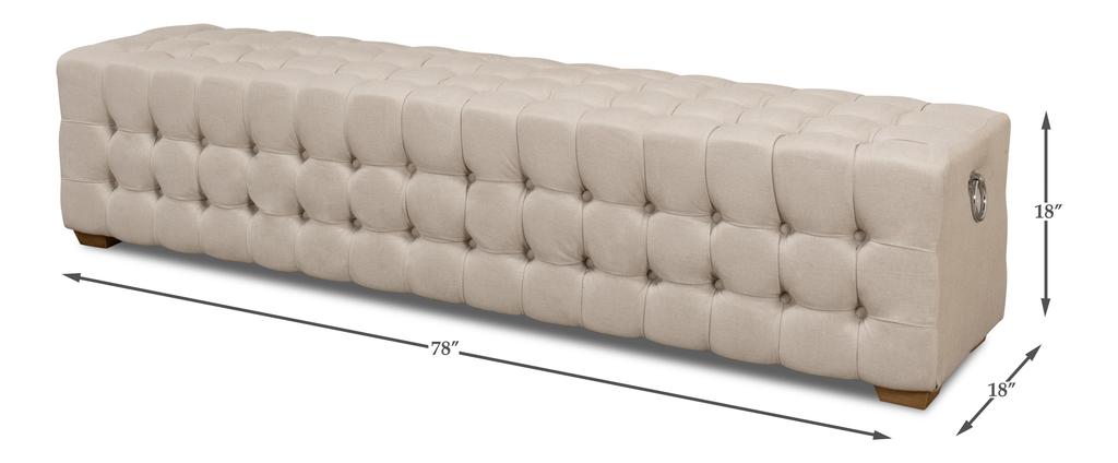 Beam Beige Bench Tufted Linen