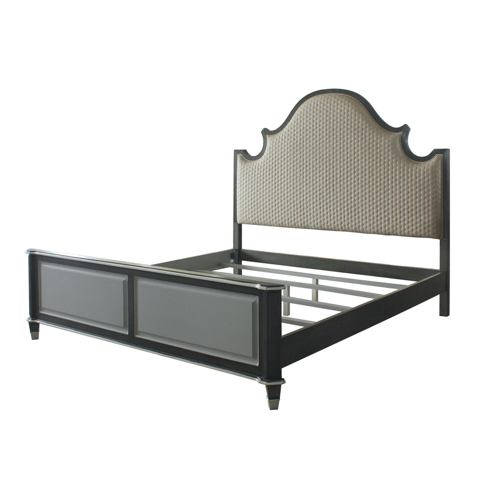 House Beatrice Two Tone Beige/Charcoal/Light Gray Queen Bed