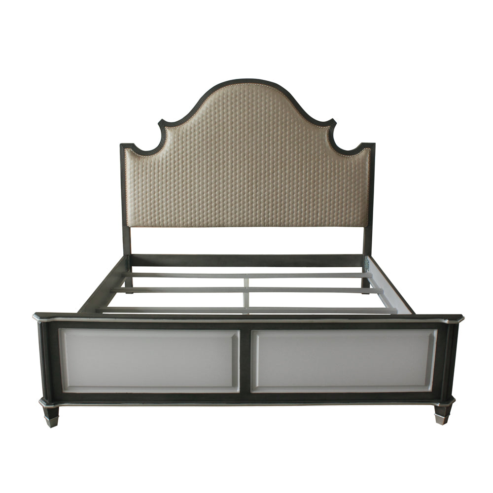 House Beatrice Two Tone Beige/Charcoal/Light Gray Queen Bed