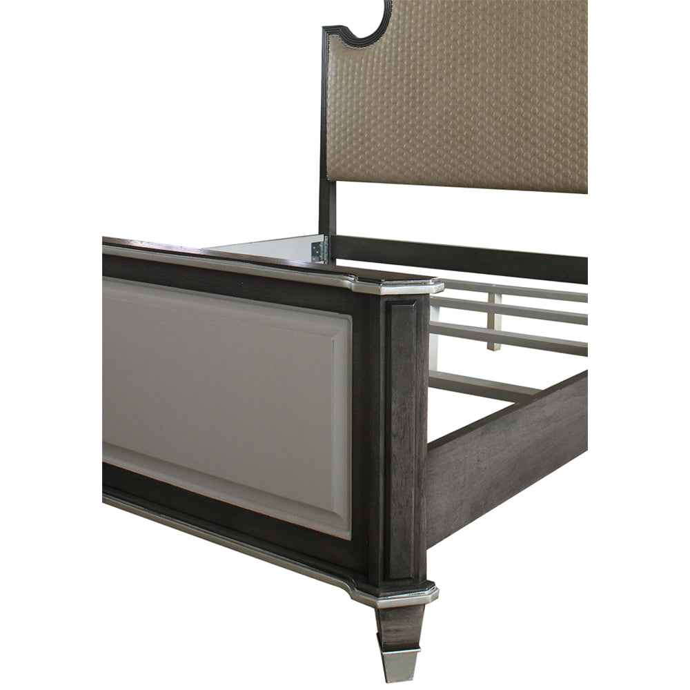House Beatrice Two Tone Beige/Charcoal/Light Gray Queen Bed