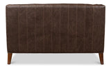 Brooks Brown Leather Tufted 2 Seat Sofa