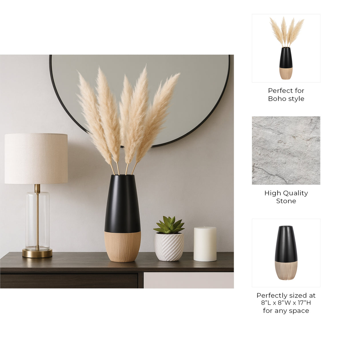 Earlimart Cream/Black Ceramic 2-Tone Vase