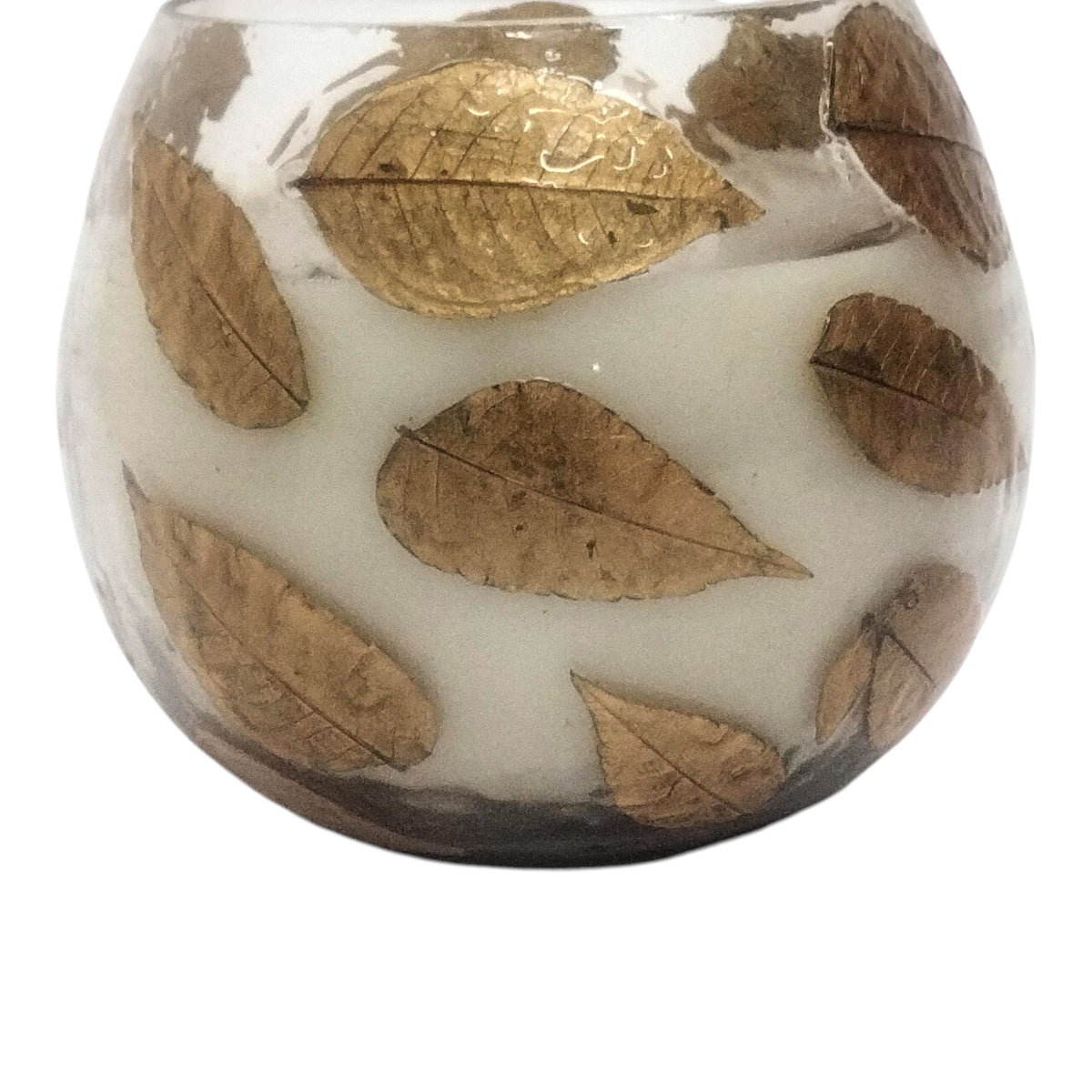 Mentone Brown/Clear Vanilla Pressed Leaf Candle