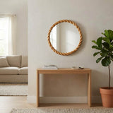 Forest Light Oak Braided Wooden Frame Wall Mirror